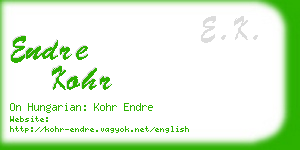 endre kohr business card